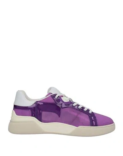 Tod's Woman Sneakers Purple Size 6 Textile Fibers, Soft Leather