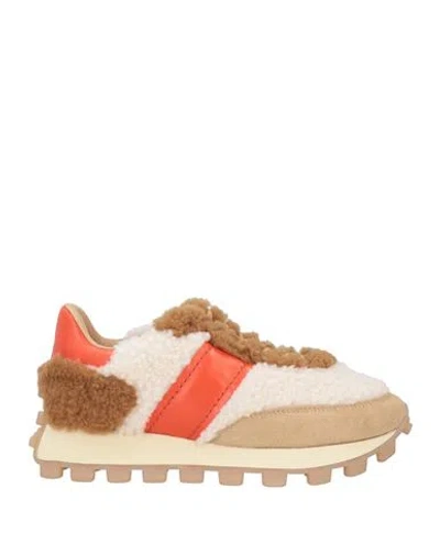Tod's Woman Sneakers Sand Size 7.5 Shearling In Beige