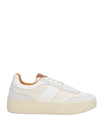 Tod's Woman Sneakers White Size 8 Leather, Textile Fibers