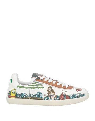 Tod's Woman Sneakers White Size 8 Textile Fibers, Leather