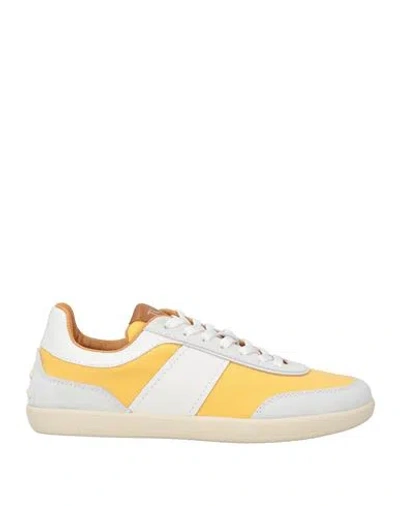 Tod's Woman Sneakers Yellow Size 11 Textile Fibers, Leather