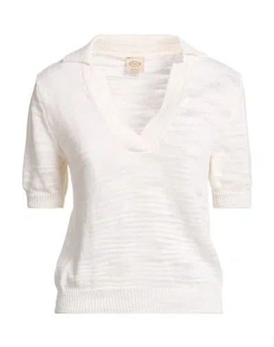 Tod's Woman Sweater Ivory Size S Linen, Polyester In White