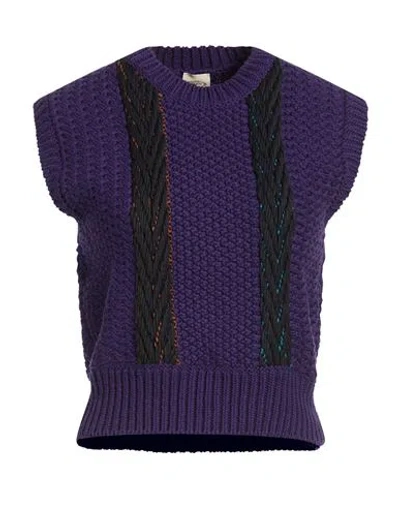 Tod's Woman Sweater Purple Size L Cotton, Wool, Polyamide In Multi