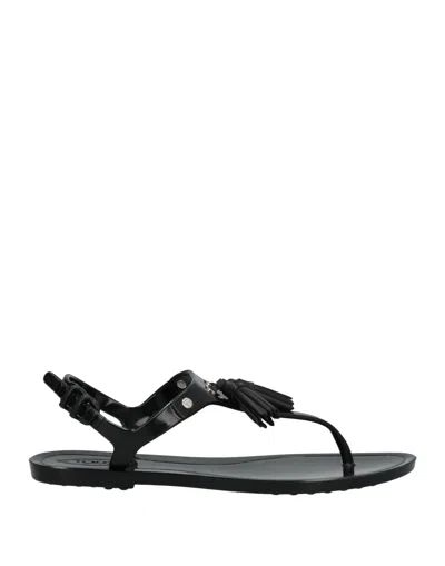 Tod's Toe Strap Sandals In Black
