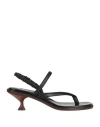 Tod's Woman Thong Sandal Black Size 8 Leather