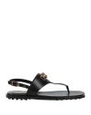 Tod's Woman Thong Sandal Black Size 8.5 Leather