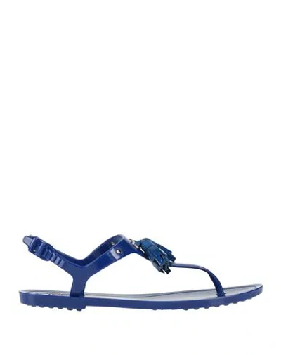 Tod's Woman Thong Sandal Blue Size 5 Pvc - Polyvinyl Chloride