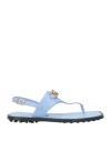 Tod's Woman Thong Sandal Light Blue Size 7 Leather In Blue