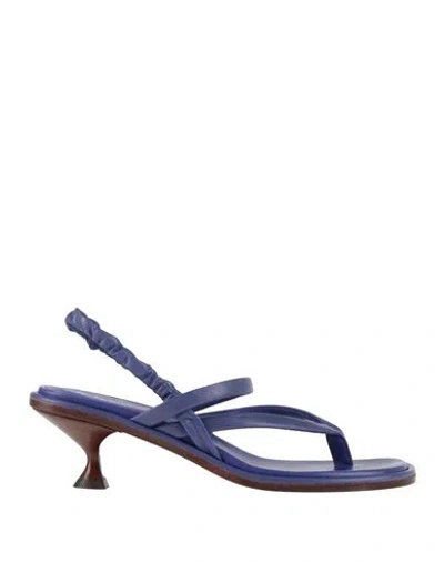 Tod's Woman Thong Sandal Purple Size 8 Soft Leather