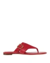 Tod's Woman Thong Sandal Red Size 8 Calfskin In Red