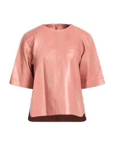 Tod's Woman Top Antique Rose Size L Calfskin In Pink