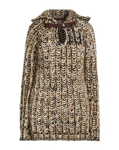 Tod's Woman Turtleneck Sand Size L Alpaca Wool, Polyamide, Wool In Brown