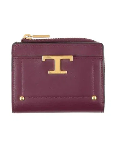 Tod's Woman Wallet Plum Size - Leather In Purple