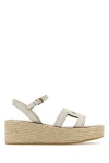 TOD'S TOD'S WOMAN WHITE LEATHER WEDGES