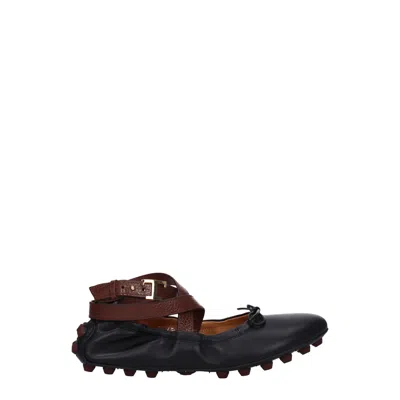 Tod's Women's Ballet Flats Black/brown Leather