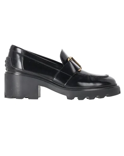 Pre-owned Tod's Women's Calfskin Leather Buckled Platform Loafer (authentic Pre-loved)