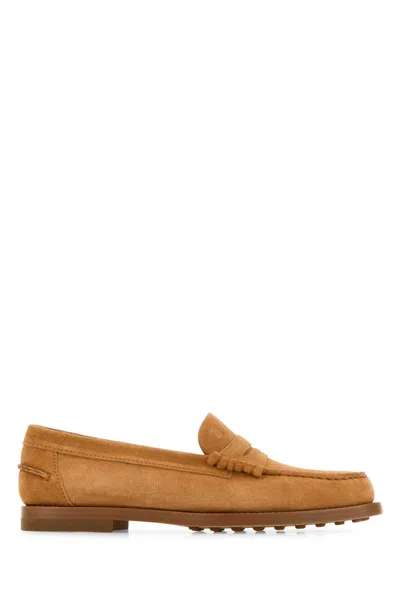 Tod's Camel Suede Loafers In Brown