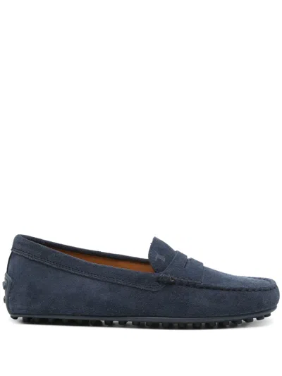 Tod's City Gommino Driving Shoes In Suede In Blue