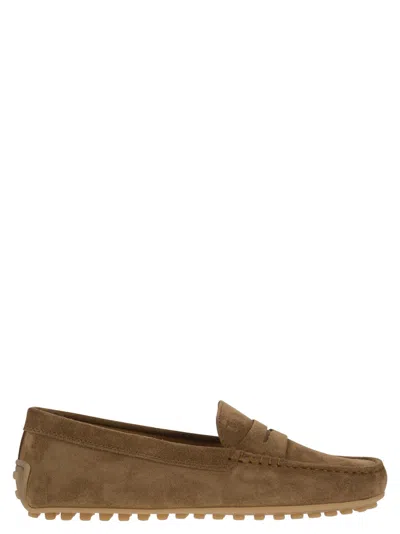 Tod's Women's City Gommino Suede Loafer In Brown