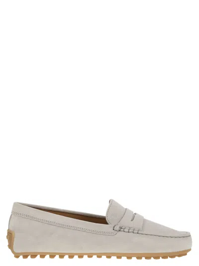 Tod's City Gommino Suede Loafer In Grey