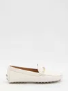 Tod's White Lime Calfskin Driving Loafer With Low Heel In White