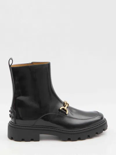 Tod's Women Leather Ankle Boots In Multicolor