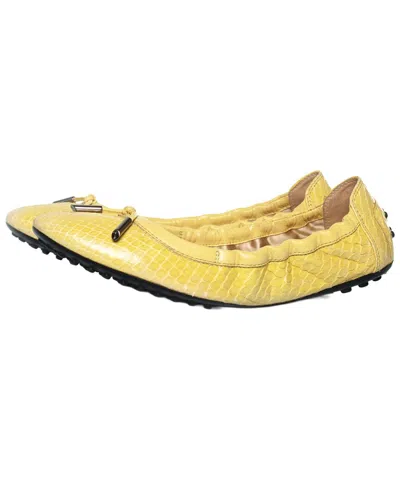 Pre-owned Tod's Women's Leather Ballerina Flat (authentic Pre-loved) In Animal Print