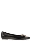Tod's Leather Ballerina With Chain In Black