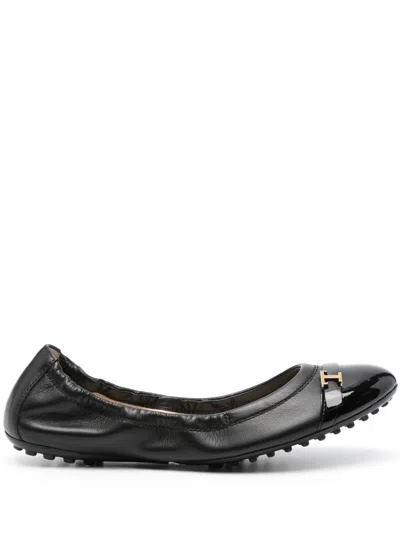 Tod's Timeless Leather Ballet Flats In Black