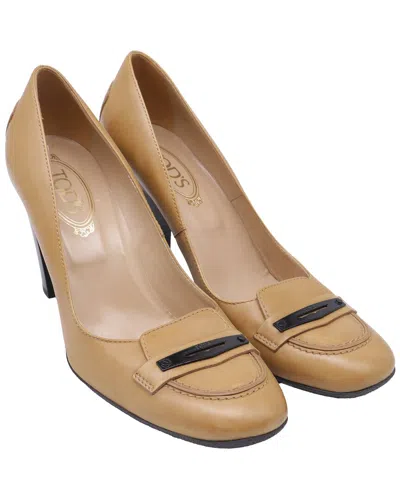 Pre-owned Tod's Women's Leather Block-heel Loafer Pump (authentic Pre-loved)