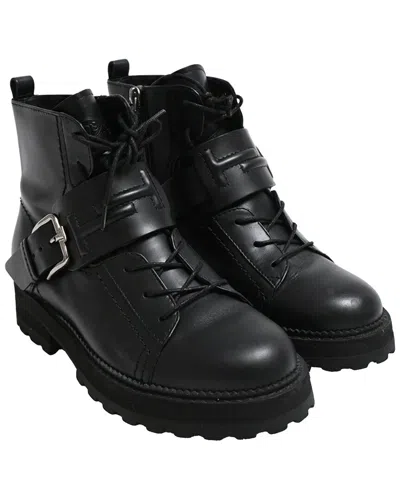 Pre-owned Tod's Women's Leather Buckle Strap Bootie (authentic Pre-loved) In Black