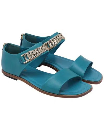 Tod's Chain Detail Sandals In Turquoise Leather In Multi