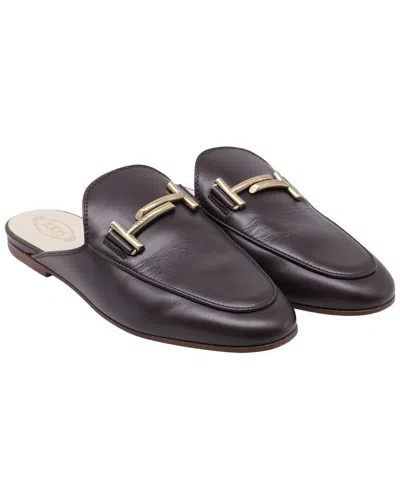 Pre-owned Tod's Women's Leather Double T Mule (authentic Pre-loved)