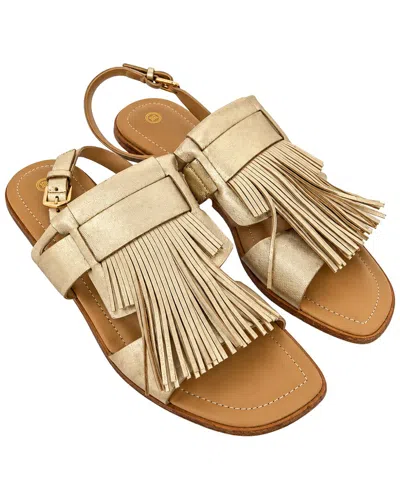 Pre-owned Tod's Women's Leather Fringed Flat Sandal (authentic Pre-loved)