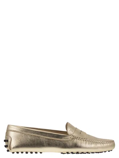 Tod's Leather Moccasin In Gold
