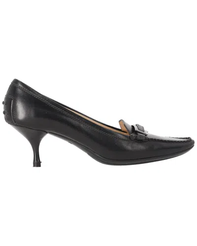 Tod's Women's Leather Pointed Toe Penny Loafer Pump (authentic Pre-loved) In Black