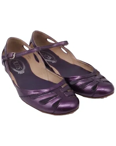 Pre-owned Tod's Women's Patent Leather Cutout Ankle Strap Ballet Flat (authentic Pre-  Loved)