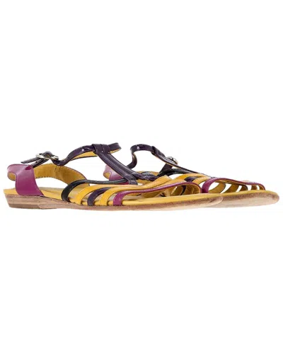 Pre-owned Tod's Women's Patent Leather Strappy Flat Sandal (authentic Pre-loved) In Multi