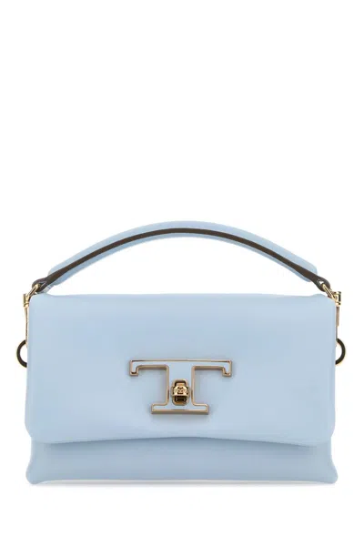 Tod's Women Powder Blue Leather Micro T Timeless Handbag