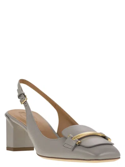 Tod's Women Slingback Leather Décolleté In Gray