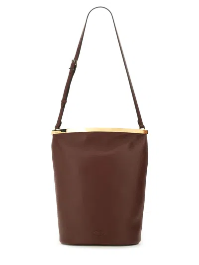 Tod's Women Small Leather Bucket Bag In Brown
