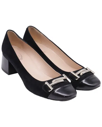 Pre-owned Tod's Women's Suede Double T Court Loafer Pump (authentic Pre-loved)