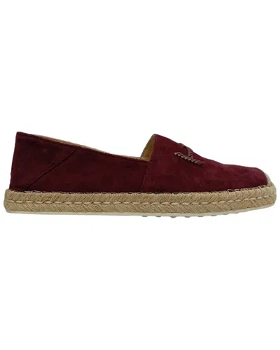 Tod's Women's Suede Gomma Espadrille Flat (authentic Pre-loved) In Burgundy