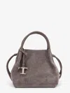Tod's T Timeless Suede Shoulder Bag In Gray