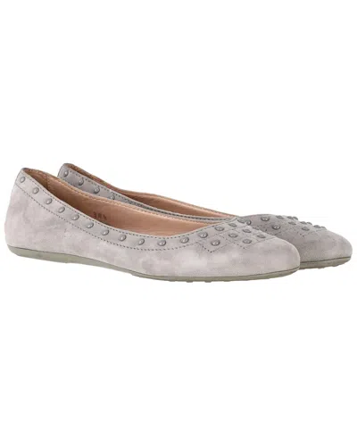 Pre-owned Tod's Women's Suede Studded Ballet Flat (authentic Pre-loved)