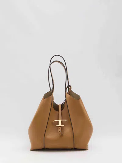 Tod's T Timeless Small Shopping Bag In Brown