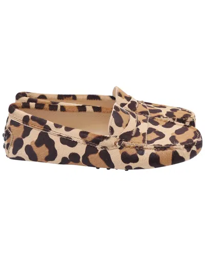 TOD'S TOD’S WOMEN'S WOOL/HAIR GOMMINO LEOPARD-PRINT LOAFER (AUTHENTIC PRE-LOVED)