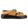 Tod's Woven 45mm Sandals In Beige Raffia In Brown