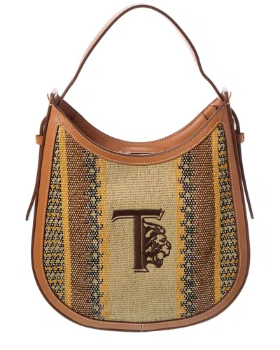 Tod's Woven & Leather Hobo Bag In Brown