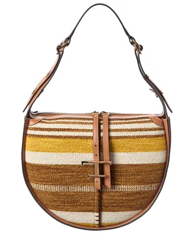 Tod's Woven & Leather Hobo Bag In Brown